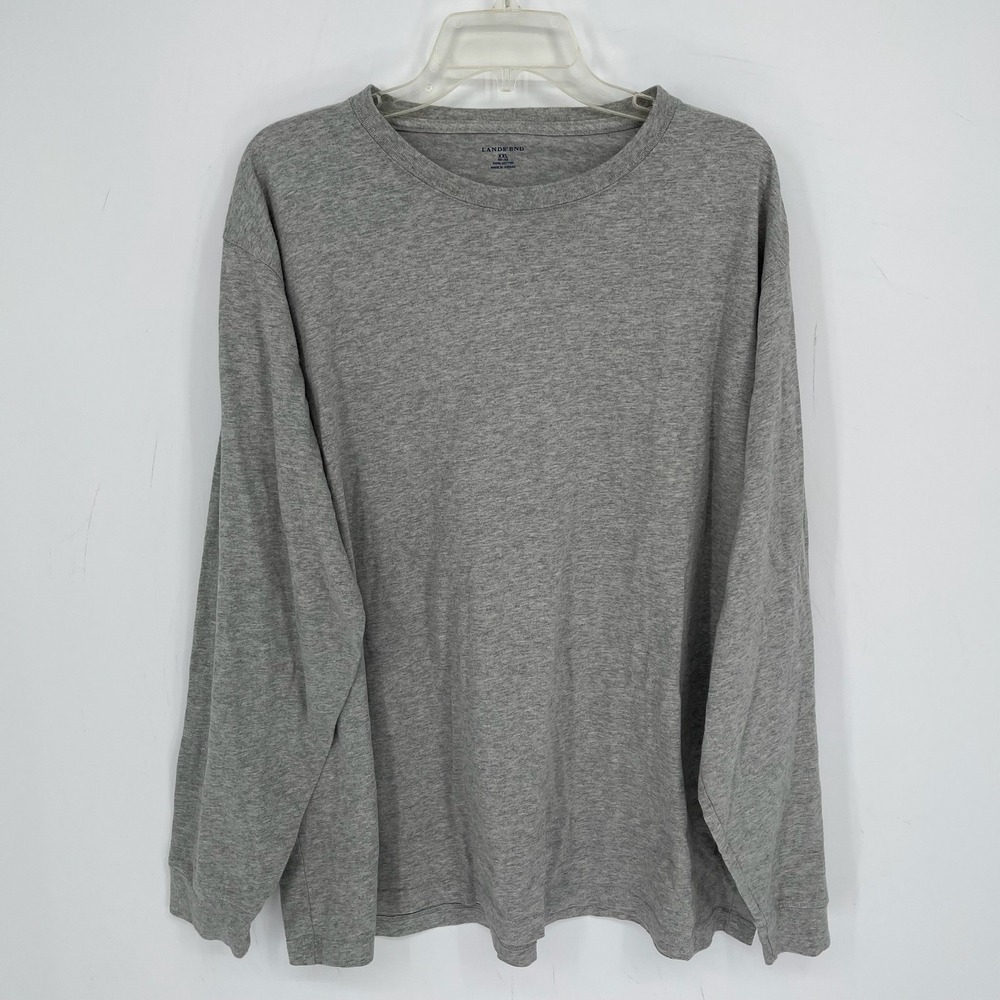 Lands' End Men's Gray Cotton Crewneck Long Sleeve Pullover T-Shirt Plus Size XXL